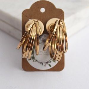 Vintage Clip On Copper Geometric  Hoop Earrings